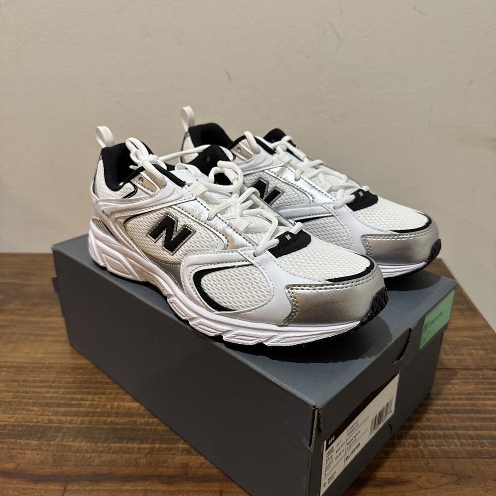 NIB Men’s Size 7.5 Athleisure New Balance 408 Sneaker White Black Silver